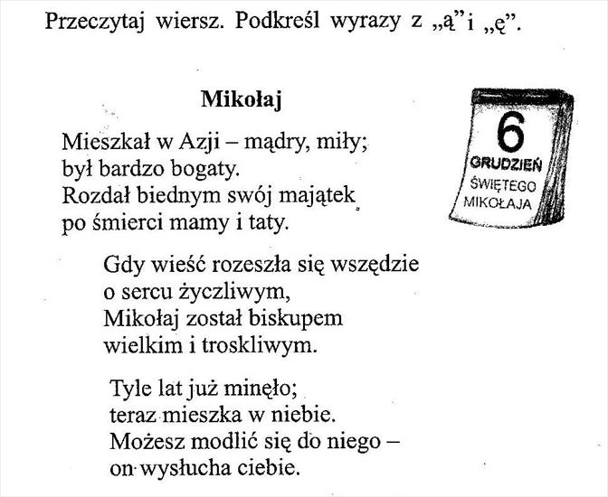 ortografia i gramatyka - Mikołaj - wiersz z ą i ę.bmp