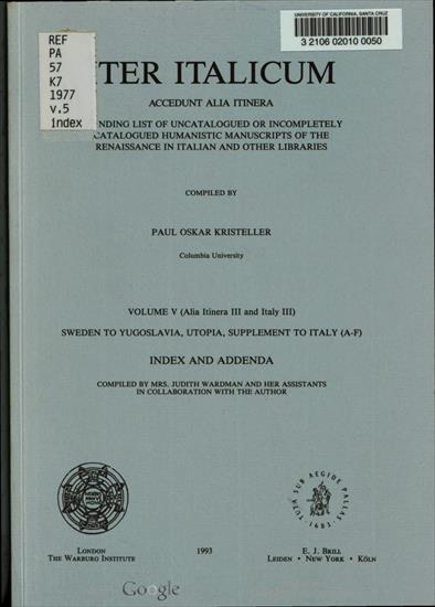 Iter Italicum a finding list of uncatalogued or incompletely catalogued ... - 0001.jpg